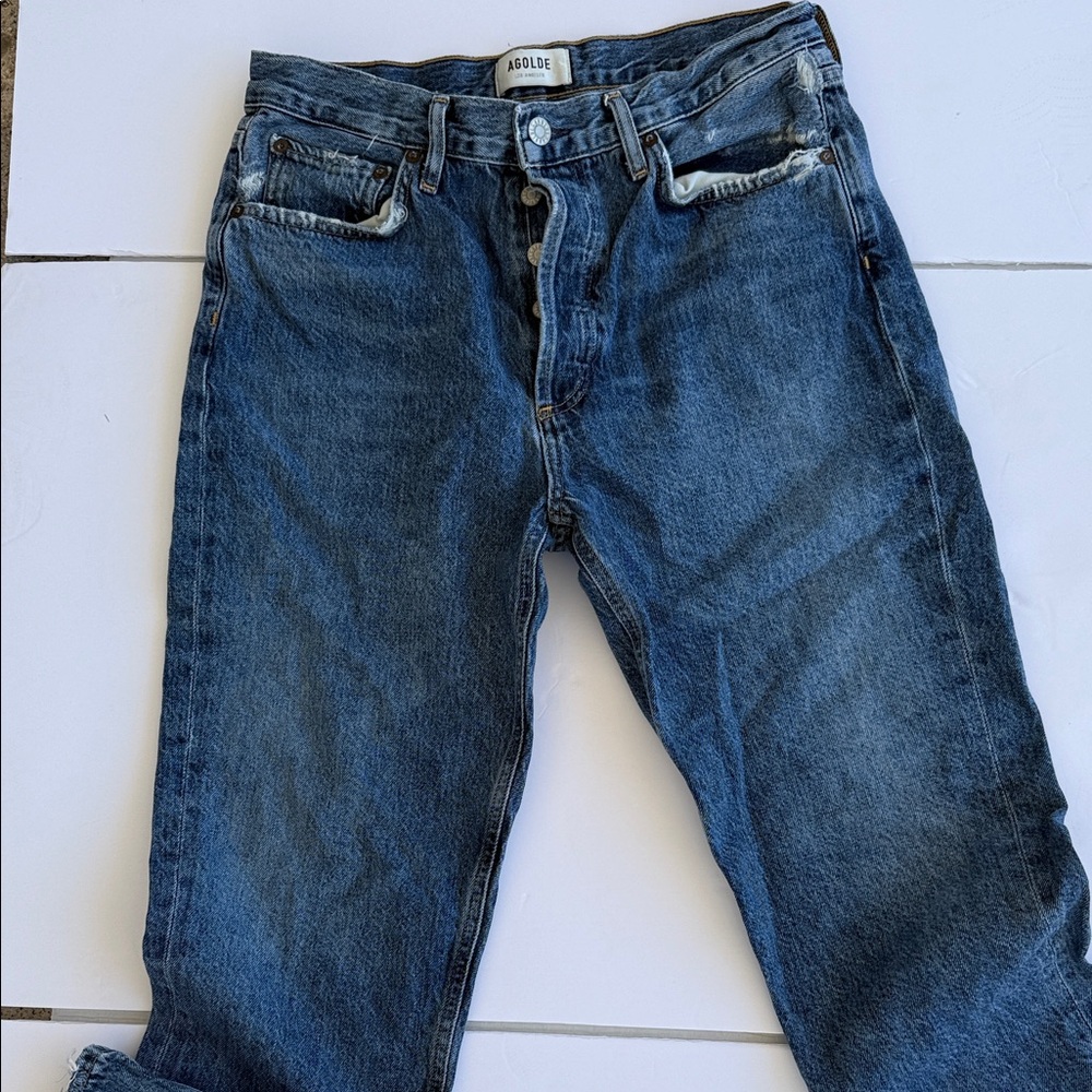 Agolde Women's Blue Straight Leg Jeans